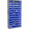 Global Industrial Steel Shelving with 48 4inH Plastic Shelf Bins Blue, 36x12x72-13 Shelves 603439BL